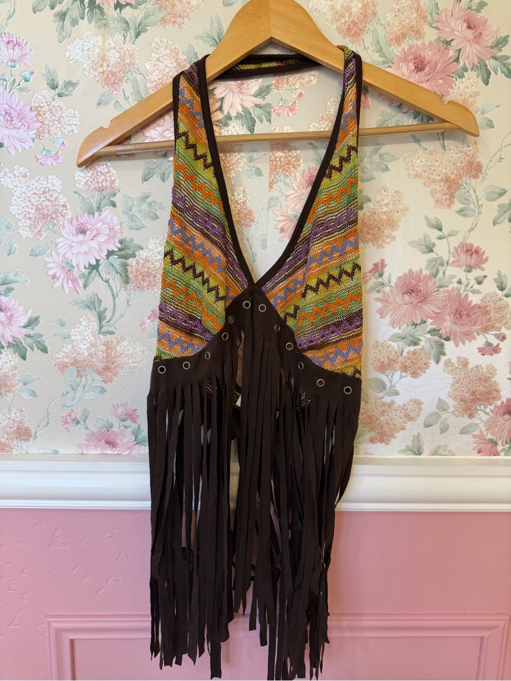 Y2K Boho Multicolor Fringe Sleeveless Dress Vest